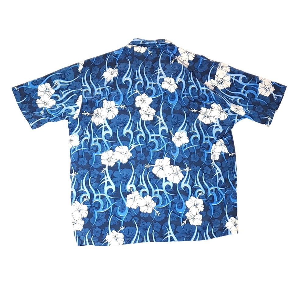 Pineapple Connection Shirt Mens XL Blue Floral Hawaiian Short Sleeve Button Up - Picture 5 of 7